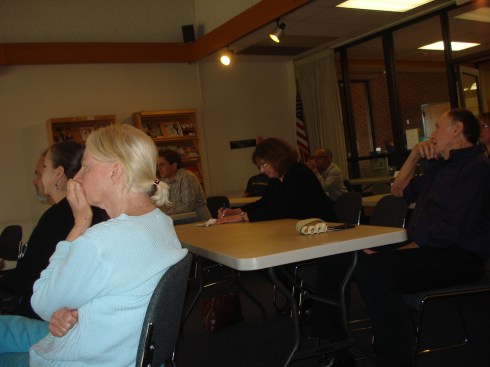 I can't say enough how I appreciate people showing up for this speaking tour, including Maureen Kirk, who showed up early and took good notes. 