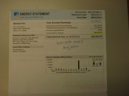 One month's electricity to run the sewer plant.